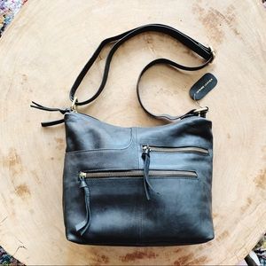 Great American Leather Works Crossbody Shoulder Bag - Soft Black - Med/Large